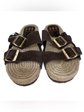 Haute Hippie Sandals Womens Size 8 Slides Shoes Suede Espadrilles Buckles Boho